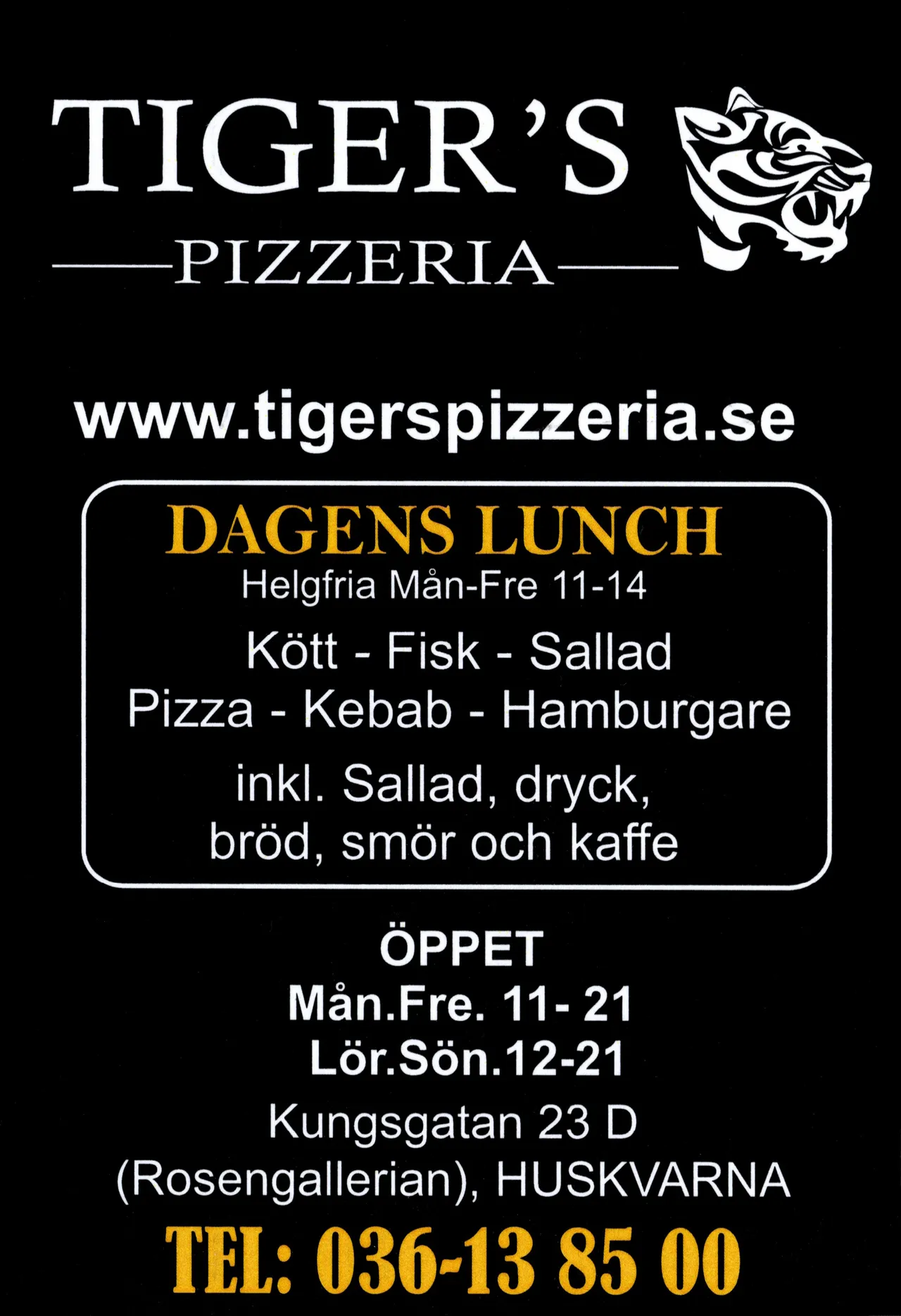 Bild på menyn för Tigers Pizzeria, Jönköping