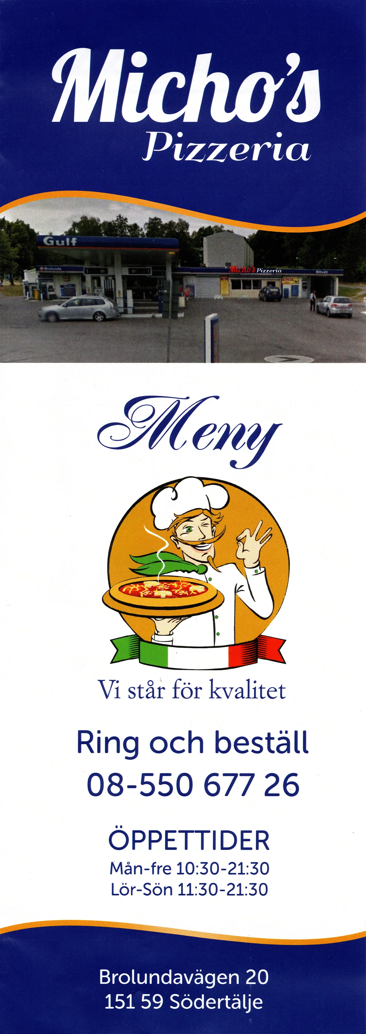 Bild på menyn för Micho's Pizzeria, Södertälje