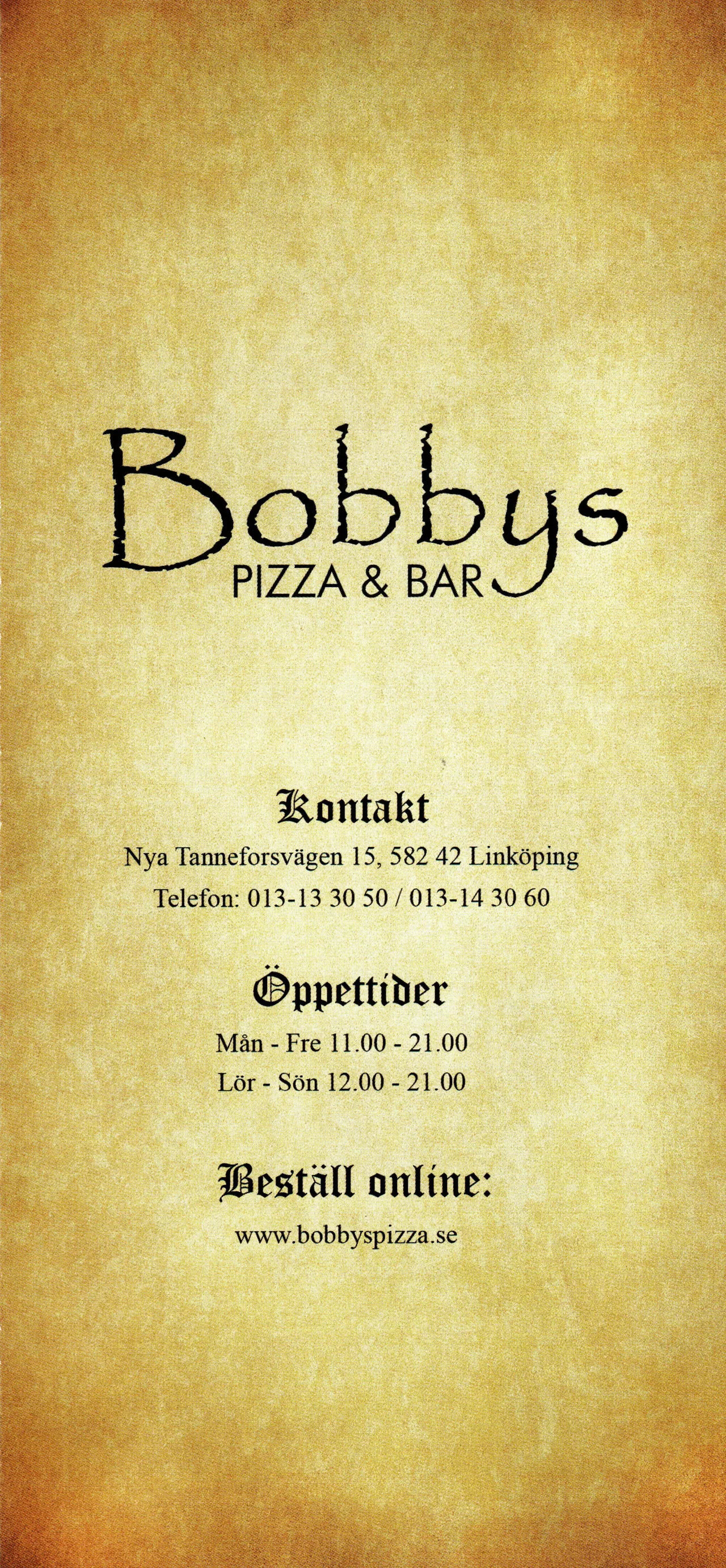 Bild på menyn för Bobbys, Linköping