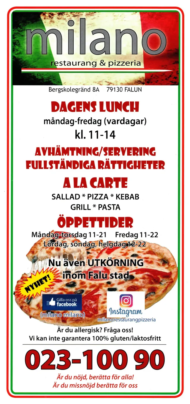 Menyn för Milano, Falun
