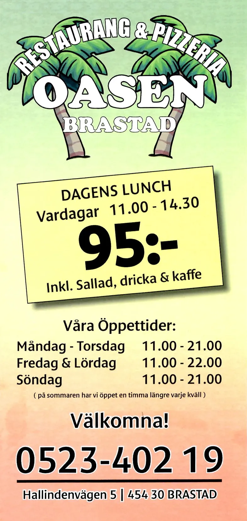 Bild på menyn för Oasen, Brastad