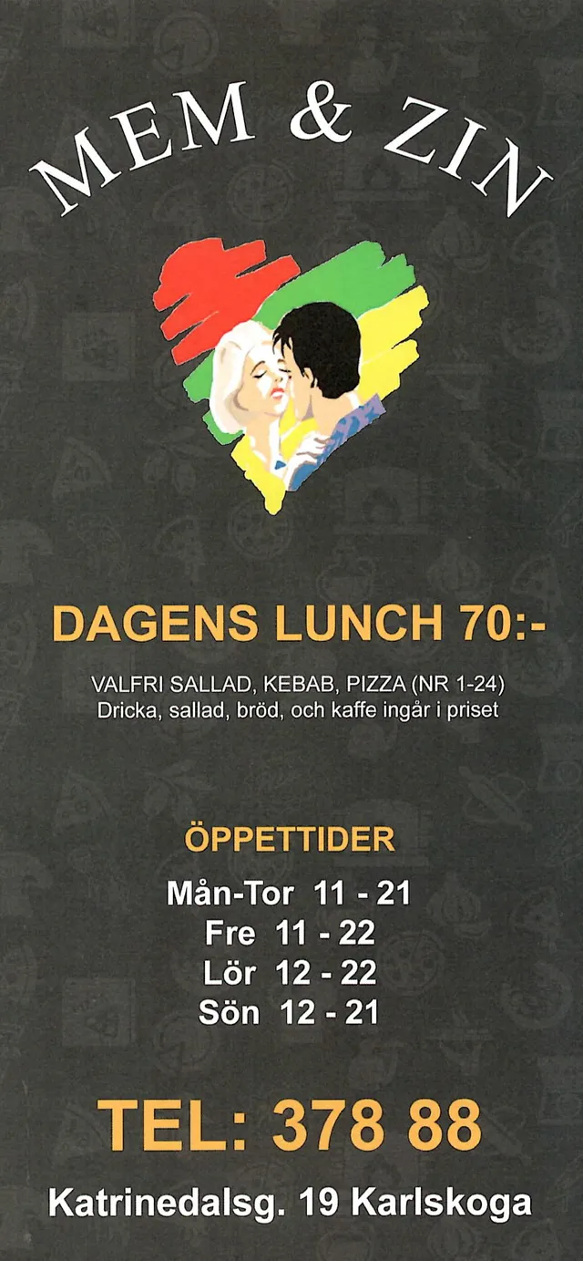 Menyn för Mem & Zin, Karlskoga