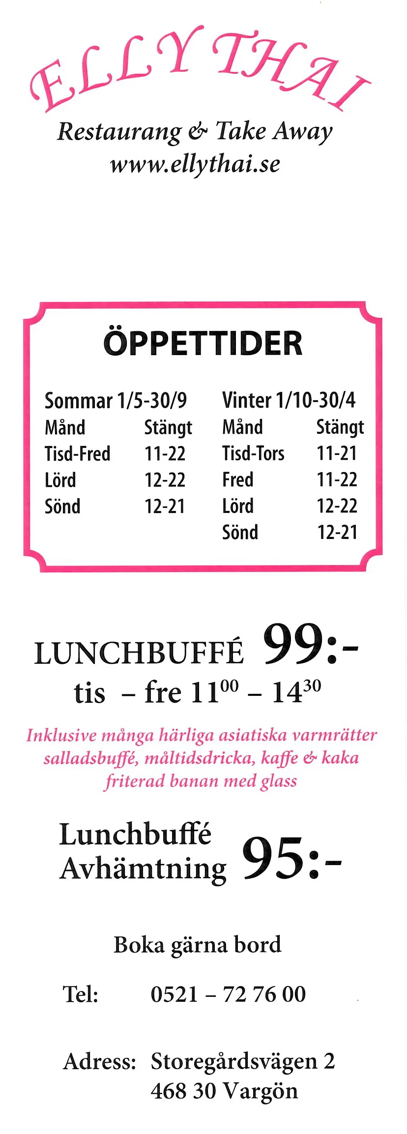 Bild på menyn för Elly Thai, Vänersborg