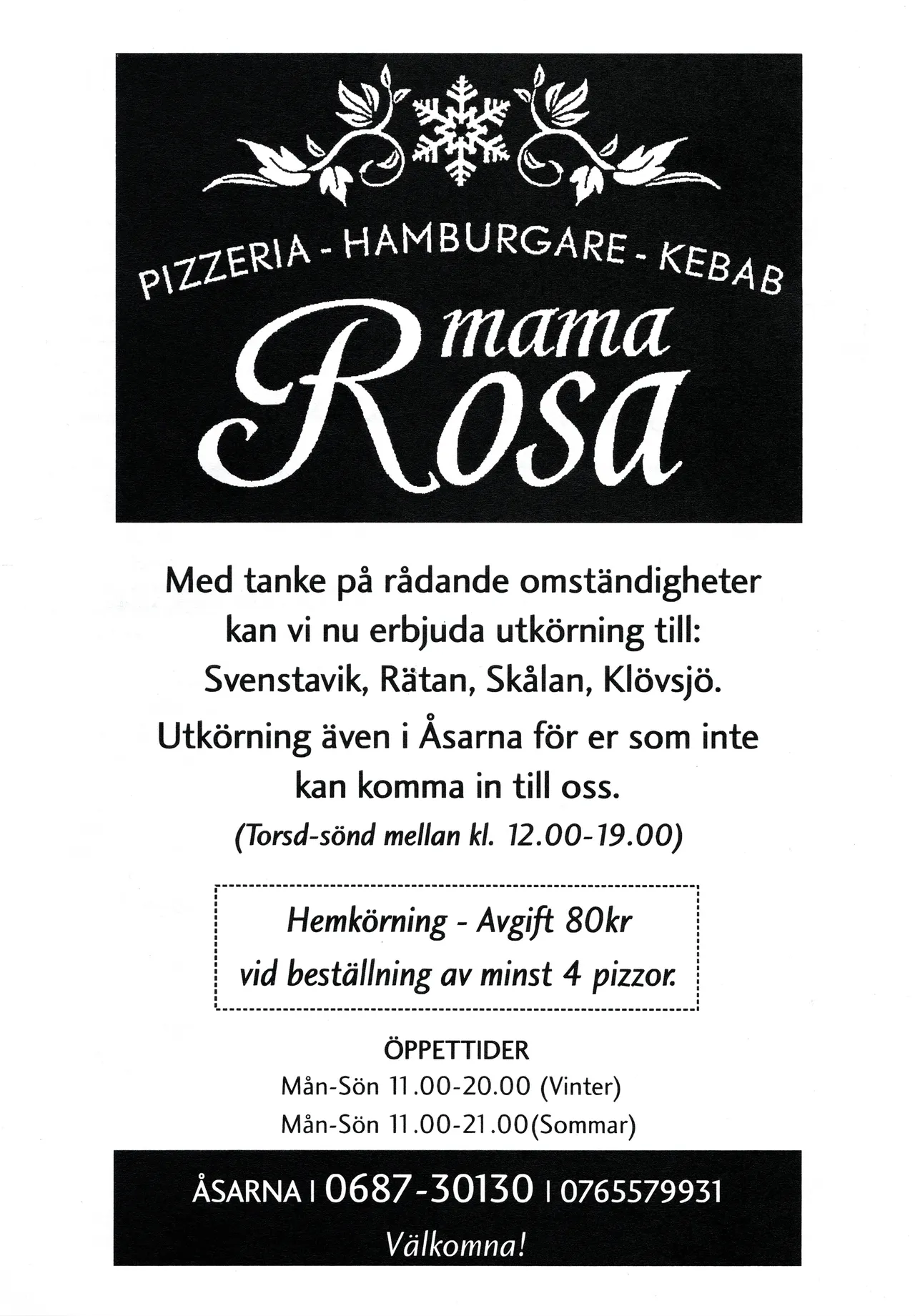 Bild på menyn för Mama Rosa, Åsarna