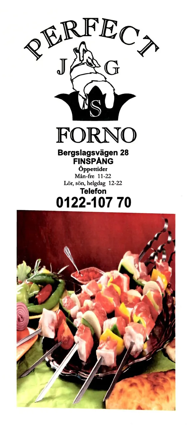 Menyn för Perfect Forno, Finspång