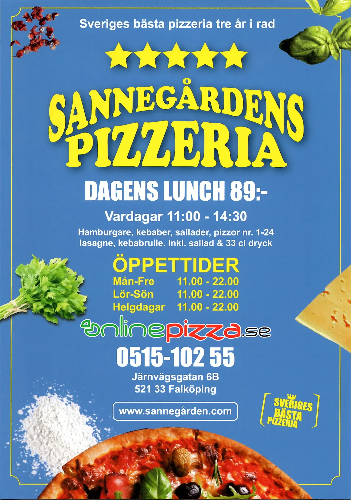 Bild på menyn för Sannegårdens Pizzeria, Falköping