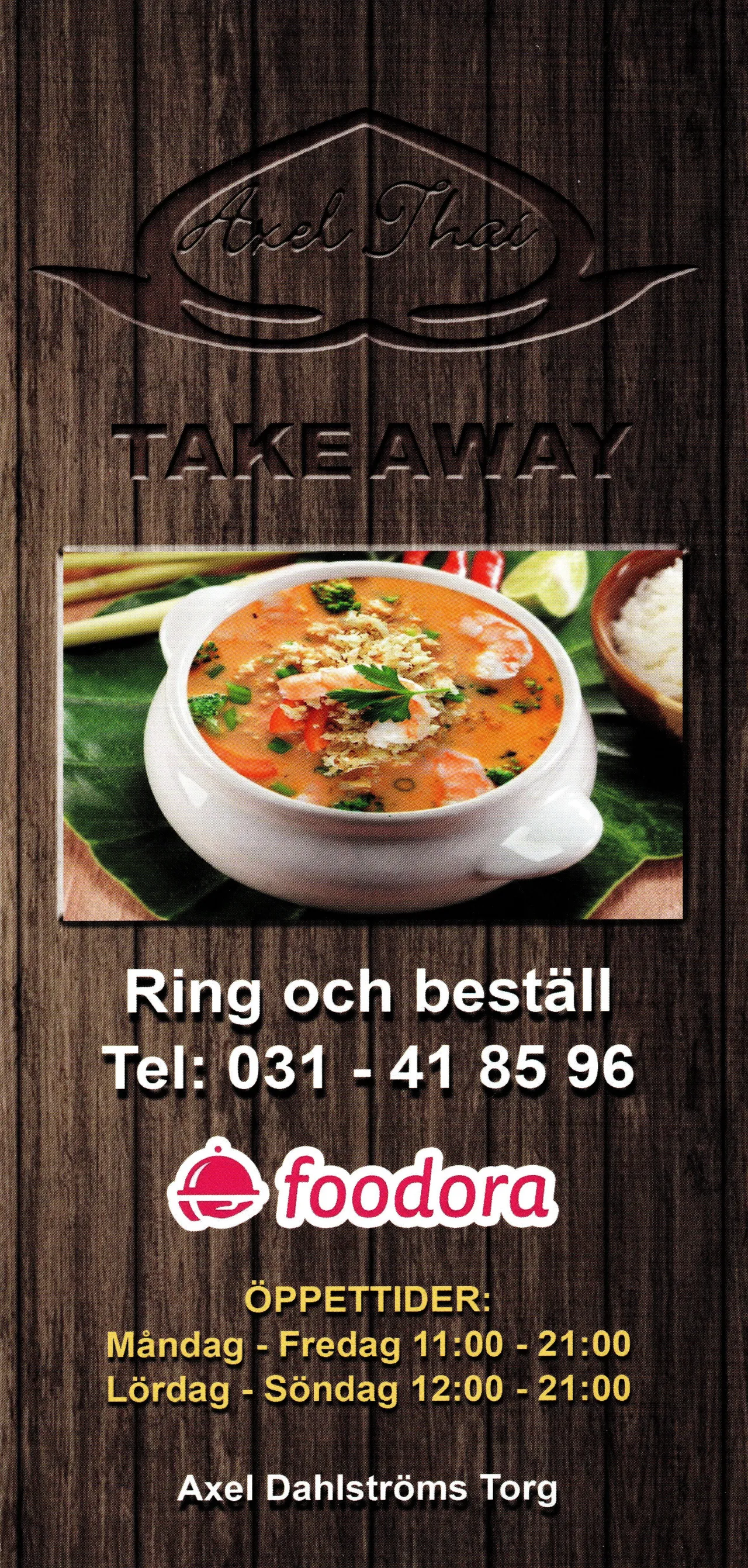 Bild på menyn för Axel Thai, Göteborg