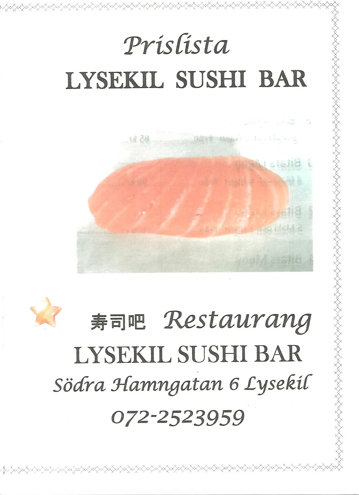 Bild på menyn för Lysekil Sushi Bar, Lysekil