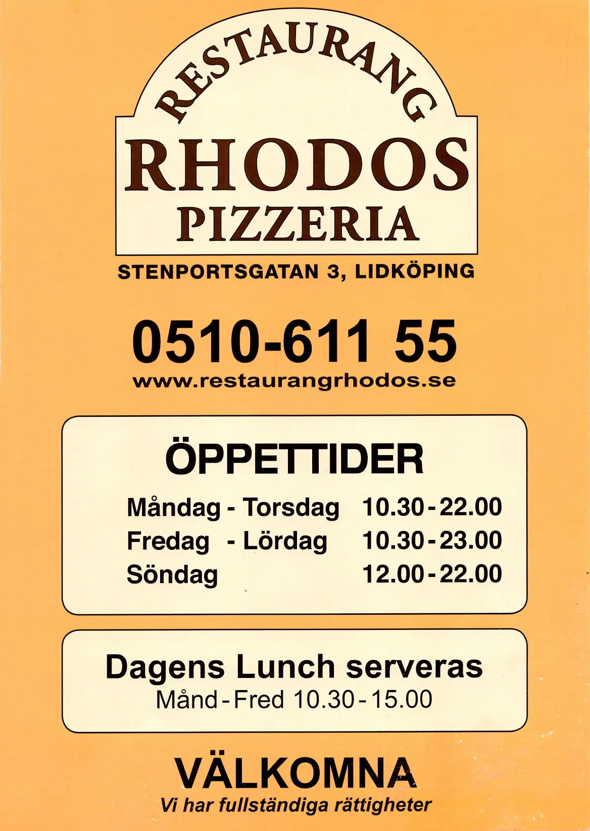 Bild på menyn för Rhodos Pizzeria, Lidköping