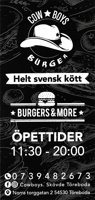 Bild på menyn för Cow Boys Burger, Töreboda