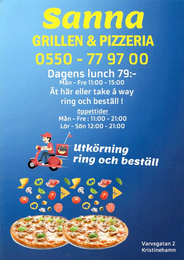 Menyn för Sannagrillen, Kristinehamn