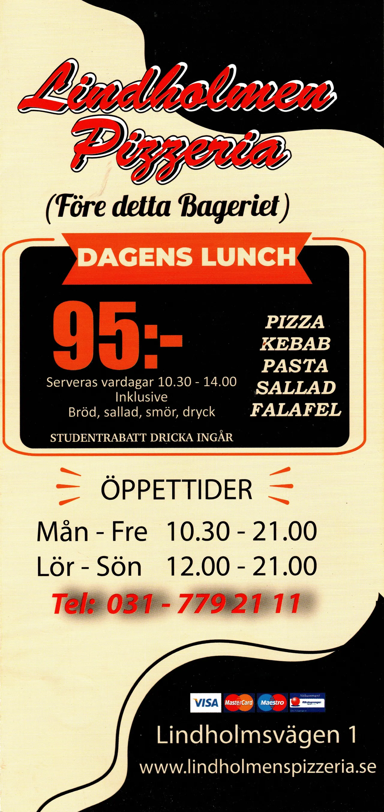 Bild på menyn för Lindholmen Pizzeria, Göteborg