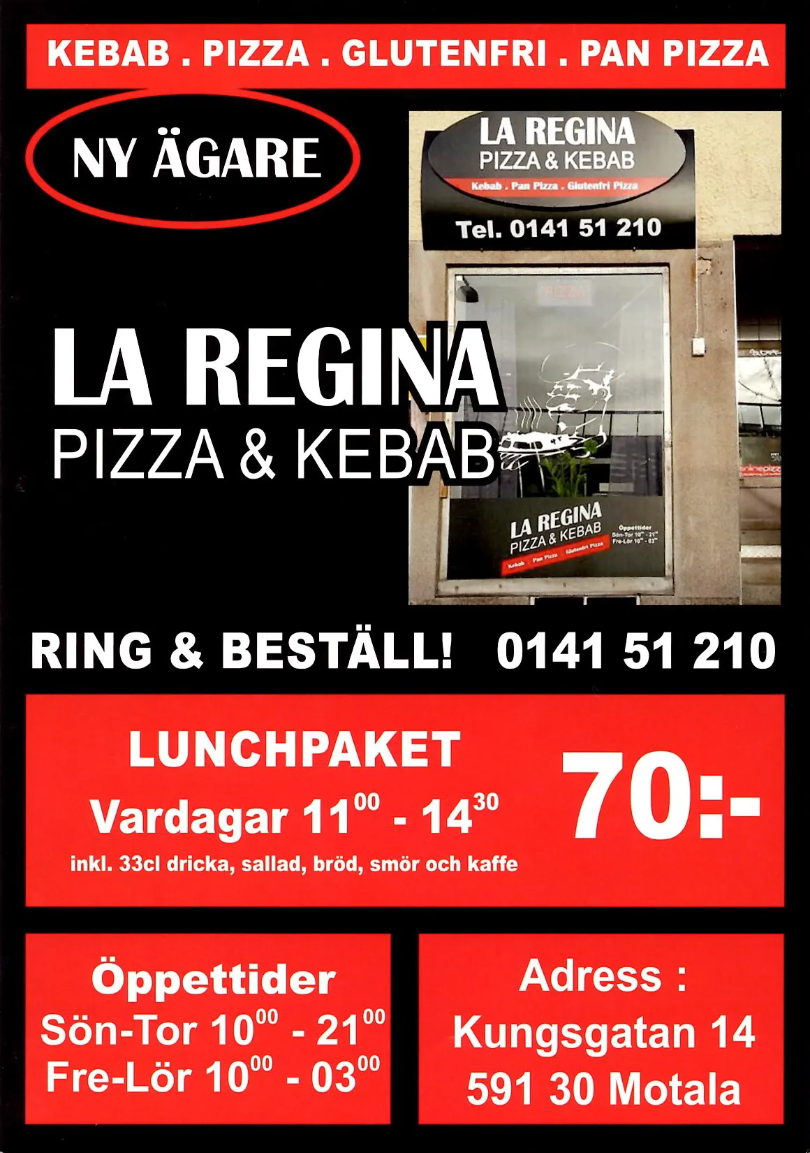 Bild på menyn för La Regina Pizza & Kebab, Motala