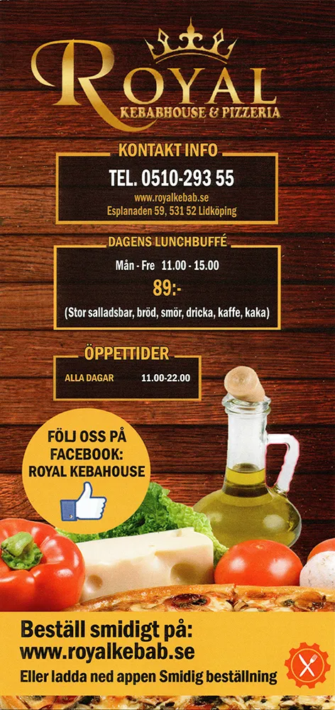Menyn för Royal Kebabhouse & Pizzeria, Lidköping