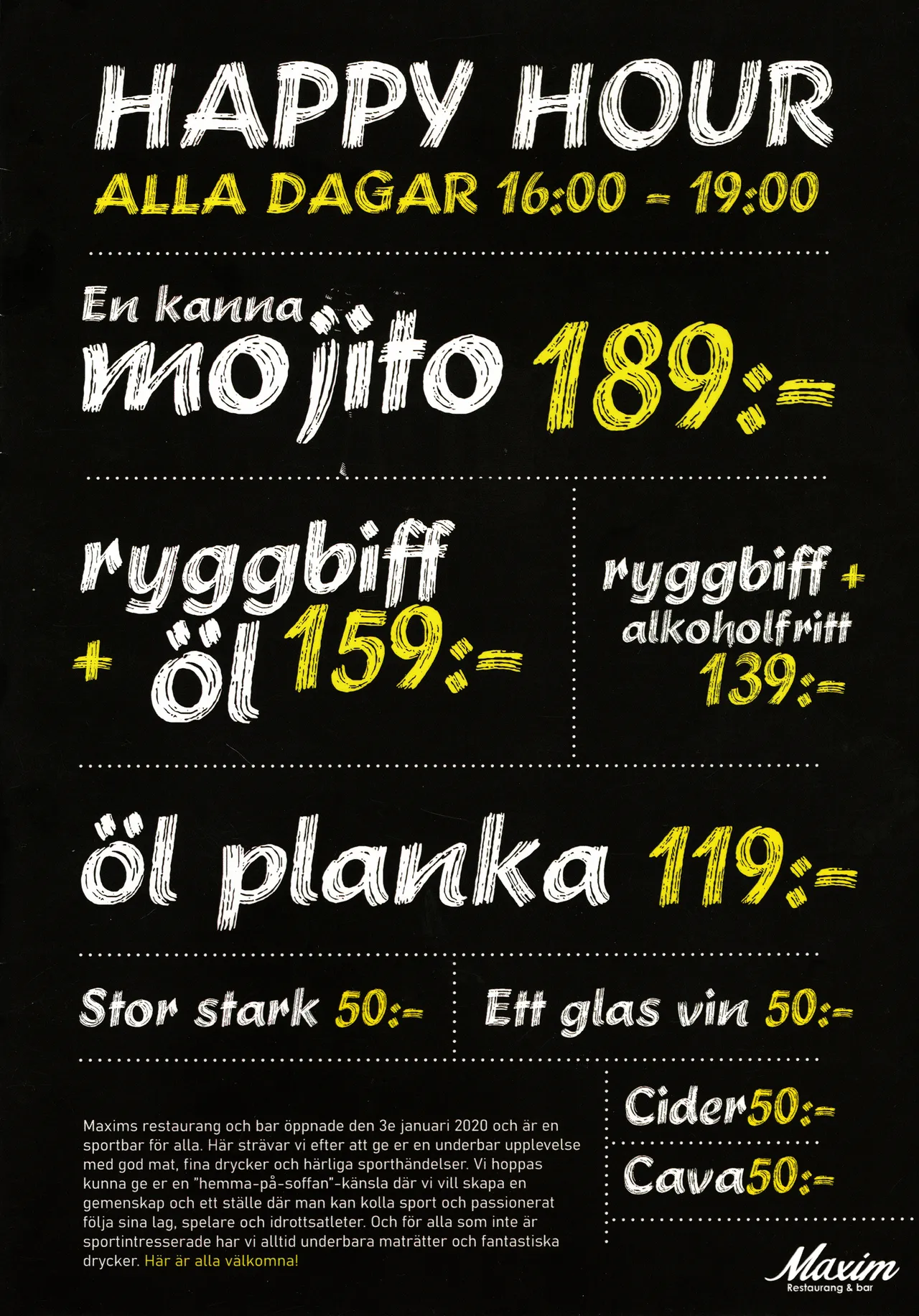 Bild på menyn för Maxim, Höör