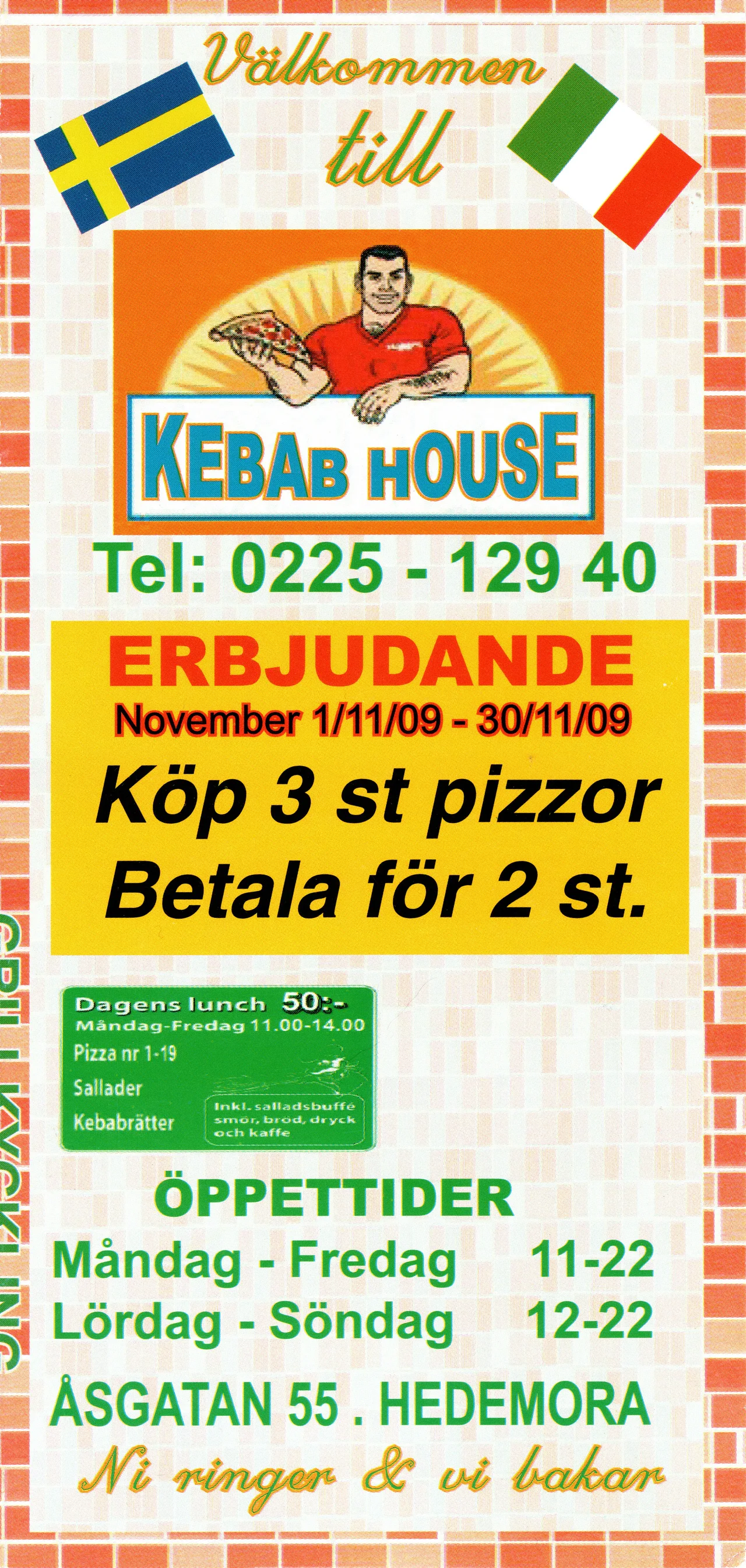 Bild på menyn för Kebab House, Hedemora